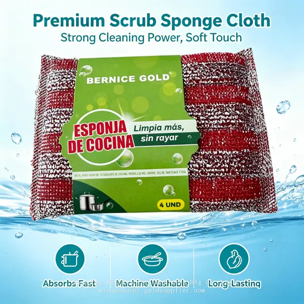 Washable Kitchen Scrub Sponges 4 Pack Oil Resistant Dual Layer Sponges for Home Cleaning Supplies photo-3
