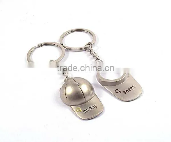 Professional Factory Couple Custom Metal Creative Christmas Gift Baseball Hat Keychain photo-2
