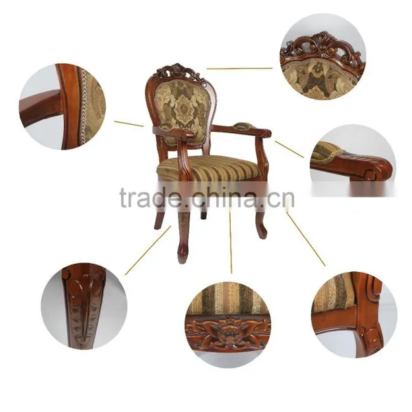 Factory Manufacturer Hand Carved Comfortable Backrest Dining French Antique Wooden Chair Pictures in Hotel Reception photo-5