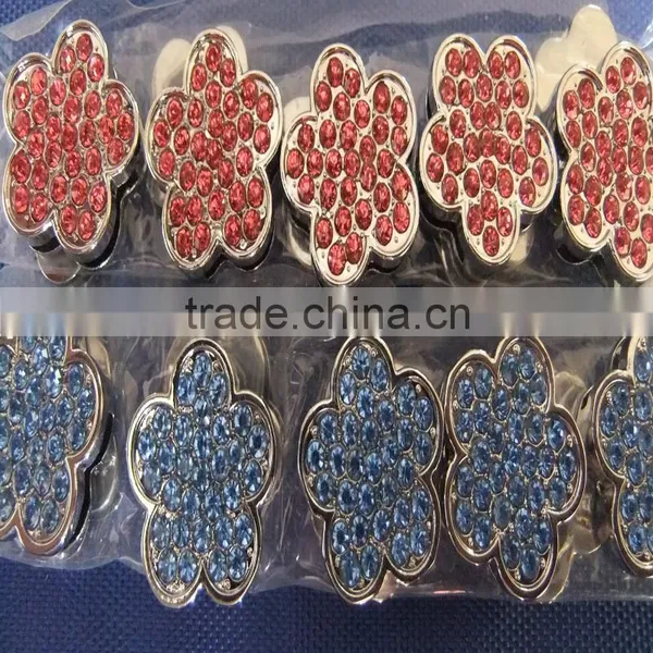 Chrome Diamond Cartoon Jewelry Wholesale 18MM Lovely Slide Rhinestone DIY Plum Flower Charms photo-3