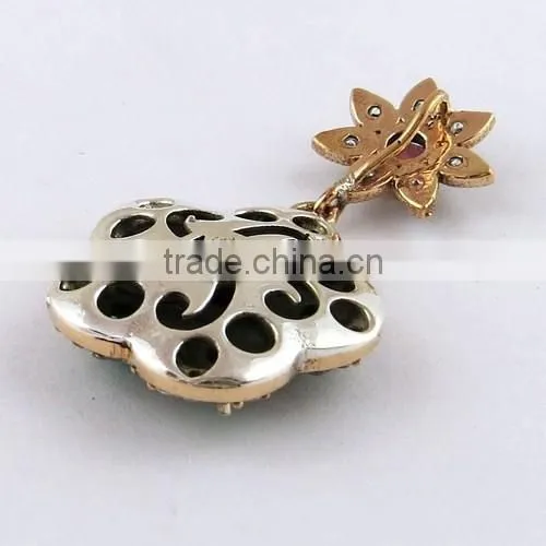 White CZ Green Onyx Red Onyx Pendant, Silver Jewellery India, 925 Silver Jewellery photo-5