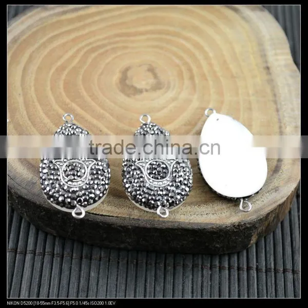 LFD-0066B Wholesale Charm Connector Beads , Palm Pattern With Crystal Rhinestone Paved Bead Jewelry Making photo-3