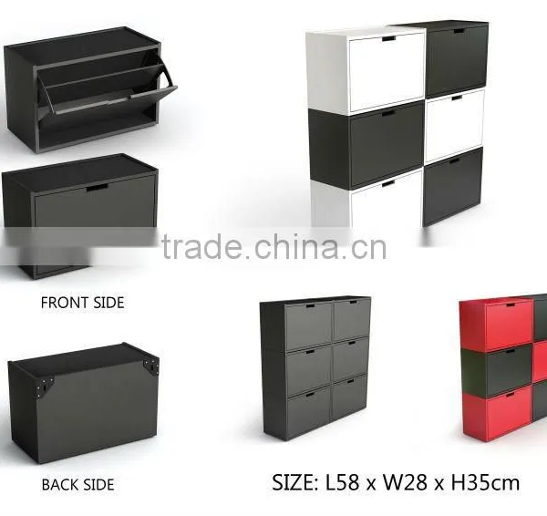 Stackable wooden shoe cabinet