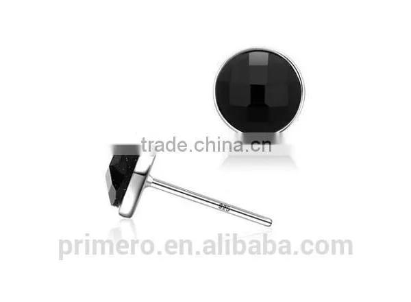 925 Sterling Silver Black Agate Mens Tanishq Diamond Stud Earrings Factory Wholesale photo-4