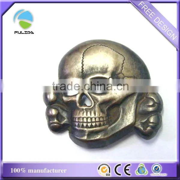 Metal Antique Silver Plating Skull Heads Souvenir Pin Badge With Brooch Pin photo-6
