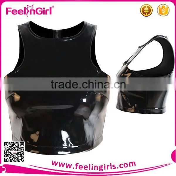 2015 Wholesale Sexy Women Black Leather Vest photo-3