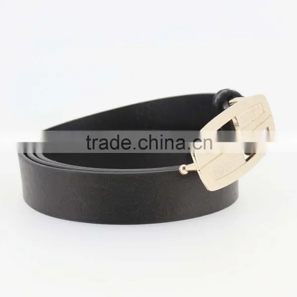 2015 Designer Black PU Ladies Leather Belt With Gold Buckles for Jeans in Yiwu photo-3