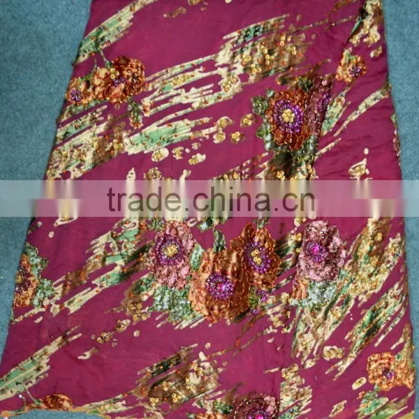 Kapok Hand Work Bule Discount Price Silk Velvet Lace Fabrics for Sale Quality Choice photo-3