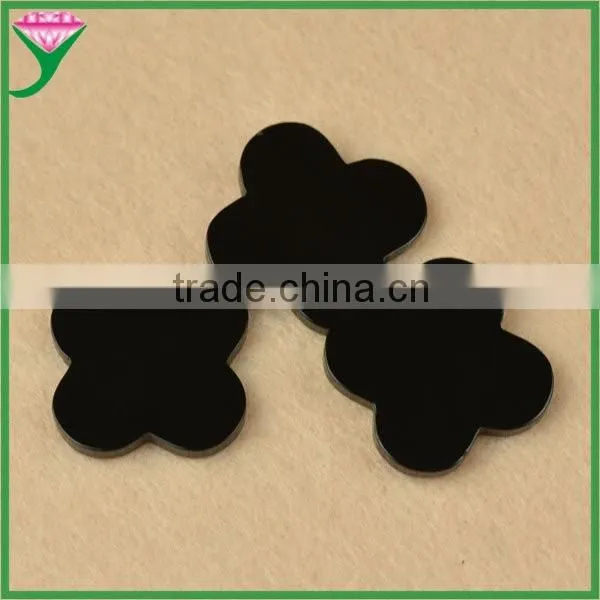 Hot Sale Four Leaf Clover Real Natural Black Agate for Necklace photo-3