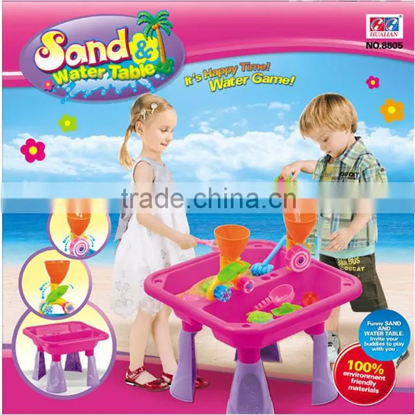 Funny Girls Summer Outdoor Game Toy Sand And Water Table In Pink With 15 Pcs of Accessories Kids Sandbox