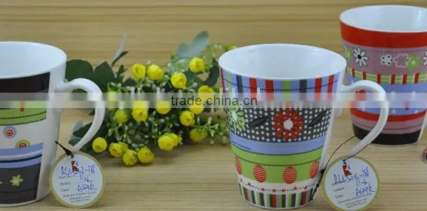 14OZ Butterfly With Flower Design Fully Decal Printed Ceramic Mug, Shiny Surface New Bone China Cup, KL5001-10687 photo-2