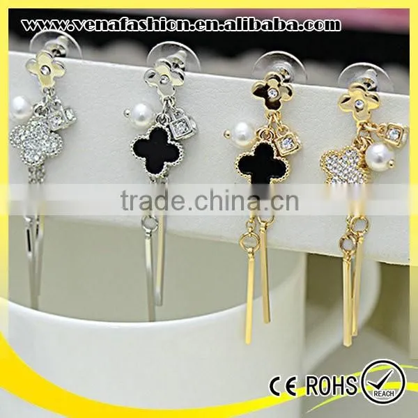 Long Tassel Hanging Mounting Fake Pearl and Diamond Earrings photo-6