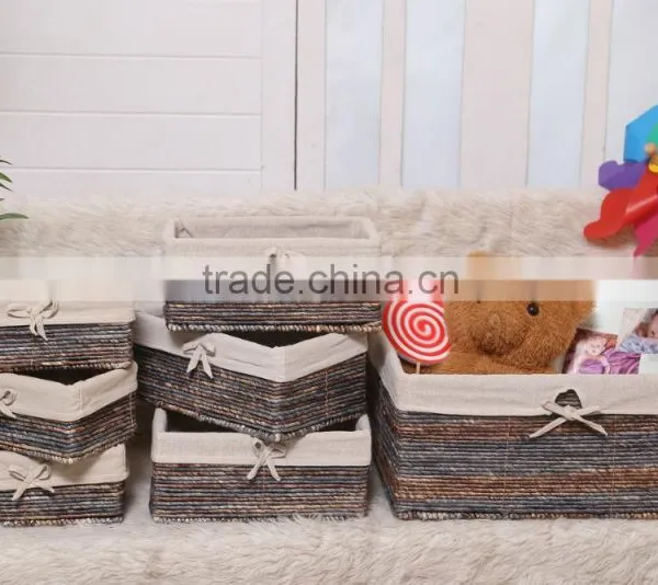 Home Organization Eco-friendly Storage Basket With Lining Set Of7 photo-3