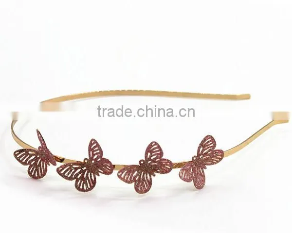 Graceful Gold Metal Headband With Butterfly photo-2