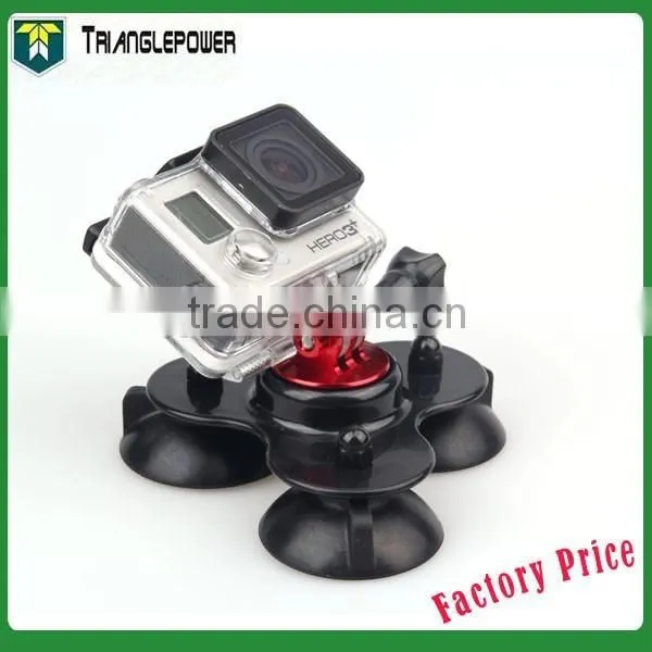 Professional go Pro Accessories Universal Triple Cup Suction Mount for Sports Camera