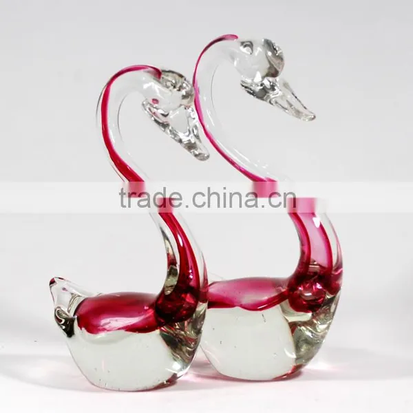 Glass Craft+Pink+Swan+Crystal Art