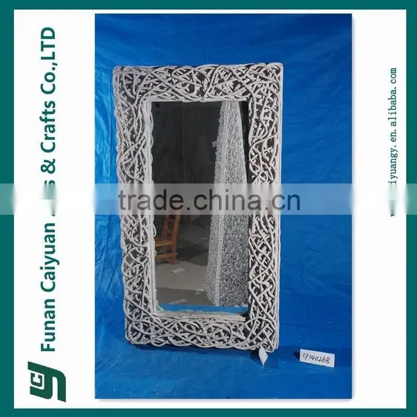 New Design Home Decoration Handmade Cosmetic Rattan Wicker Mirror