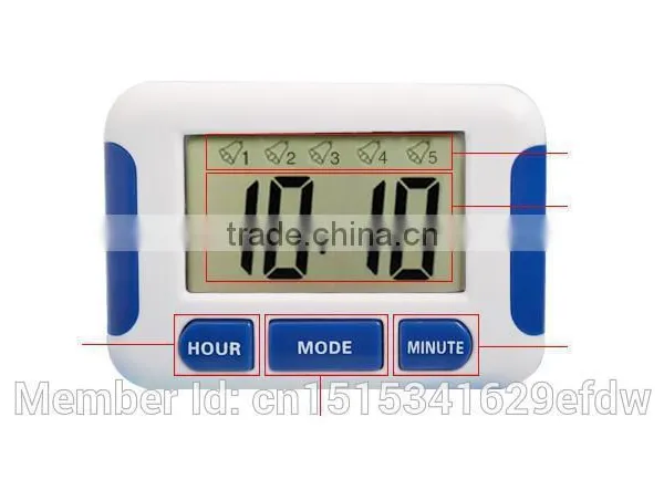 12/24 Hours Timer Multi Kitchen Countdown Alarm Clock 5 Groups Noisy Bell