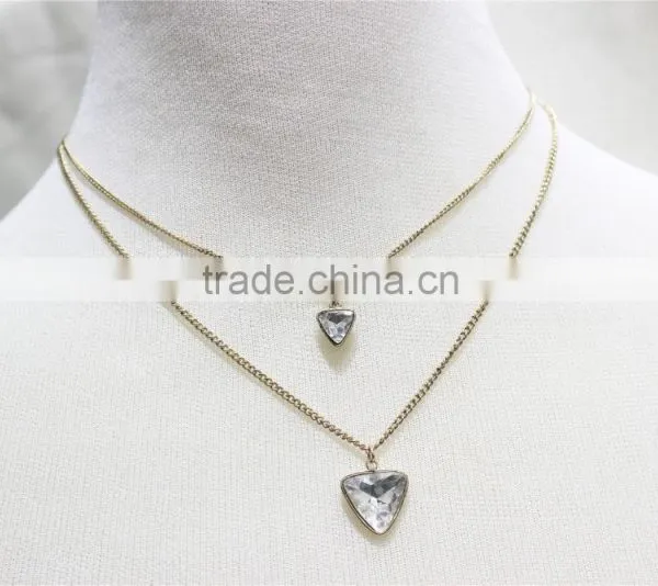 Gold Double Layered w/ White Diamond Necklace 2016 Fashion Style Wholesale photo-2