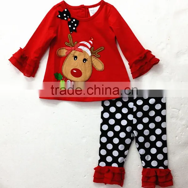 Christmas Reindeer Cotton Toddler Baby Girl Clothes Set