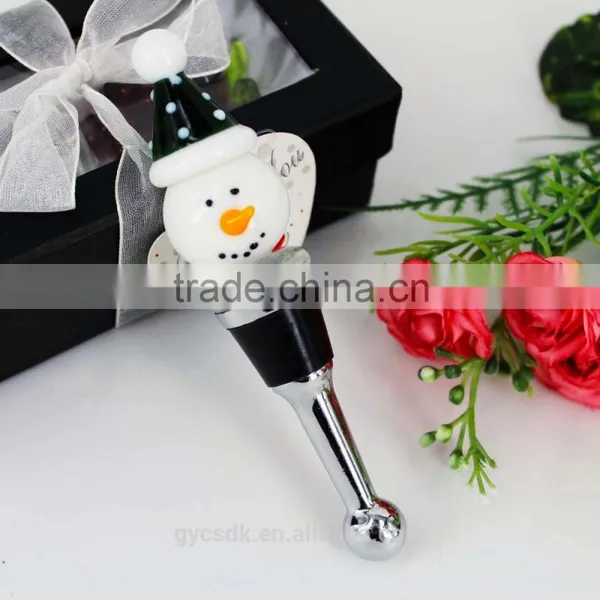 Snowman Head Murano Glass Wine Stoppers for Christmas Party Decoration photo-3