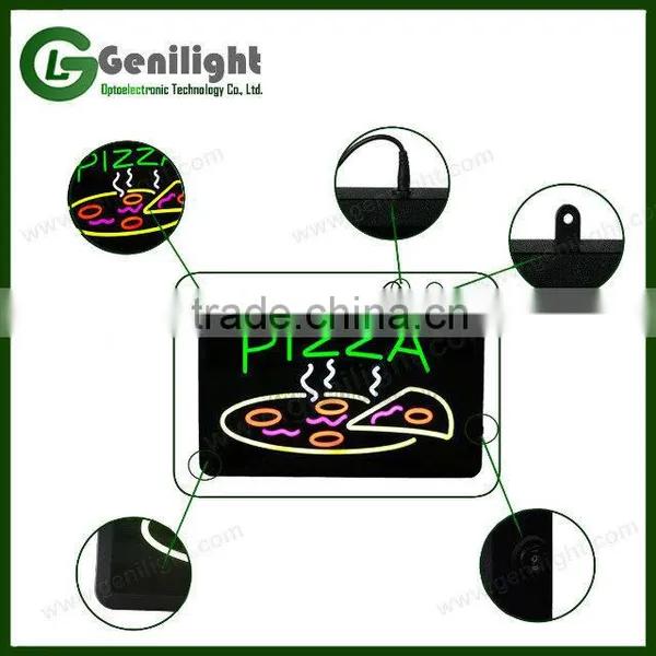 Hanging Chain Window Sign Used LED Bulbs Behind Epoxy Resin Open Sign in Storefront photo-2