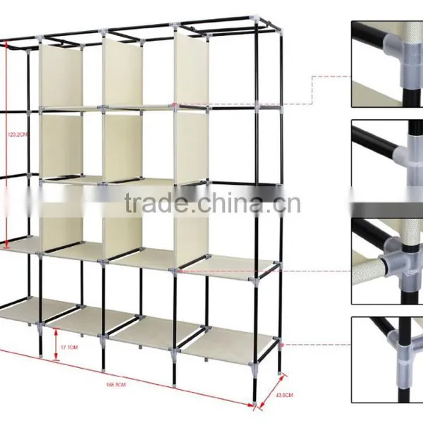 Assemble Multi-compartment Collapsible Closet Cabinet Wardrobe, Non-woven Fabric Wardrobe Cabinet photo-4