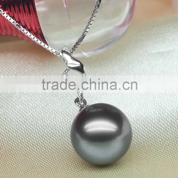 2016 Tahiti AAAA New Arrival Round Black 10-11mm 925 Silver Sea Pearl Pendant photo-6