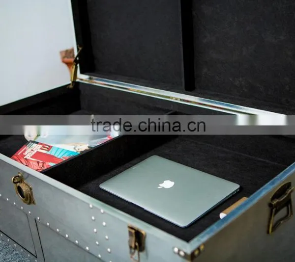 Aviator Coffee Table Riveted Aluminum Metal Modern Design photo-3