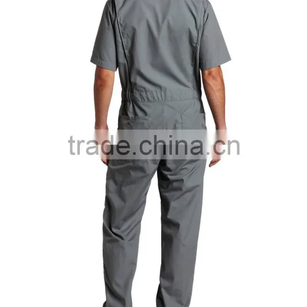 China Supplier 60% Cotton 40% Polyester Poplin Fire Retardant Large Back Pockets Men's Short Sleeve Khaki Coverall photo-4