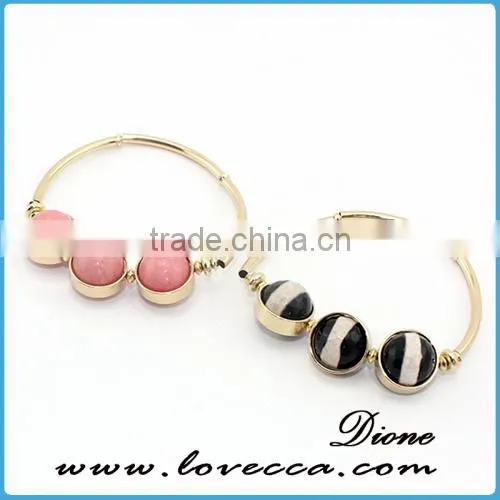 Mutli-color Crystal Natural Stone Bracelet Bangles for Women Natural Druzy Stone Gold Plated Cuff Bangles photo-3