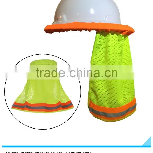 SAFETY HARD HAT NECK SHIELD / HELMET SUN SHADE HI VIS REFLECTIVE STRIPE