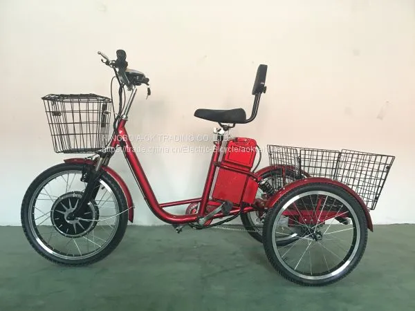 350Вт, 48В электрический трицикл с передней и задней корзиной, EWheels электротрицикл для взрослых photo-2
