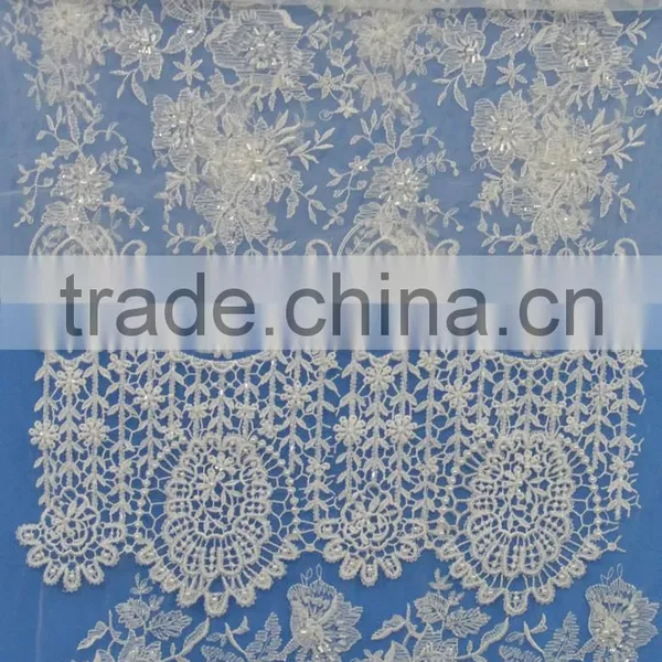 Customized professional sequin and beaded embroidery lace fabric net in stock