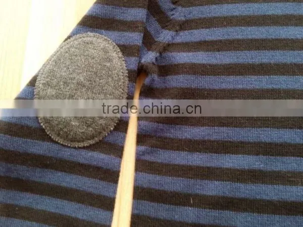 High Quality Kids Children 100% Pure Cotton Plain Elbow Patch Sweater(DK22F) photo-3