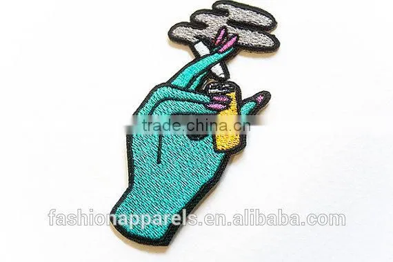 Custom High Quality Smoking Embroidered Patch for Clothes Embroidery Patch Made in China Choose Size/color photo-2