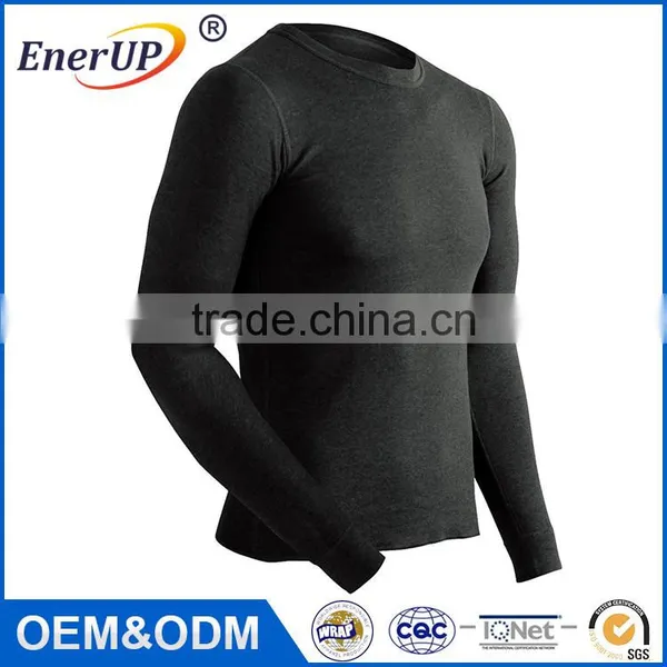 Dri Fit Knit Sports Crew Neck Long Sleeve Moisture Wicking Antibacterial Latest Shirt Designs for Men 2015 photo-2