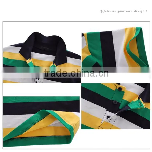 Hot Sale Custom High Quality Pure Short Sleeve Stripe Polo Shirt For Man photo-5