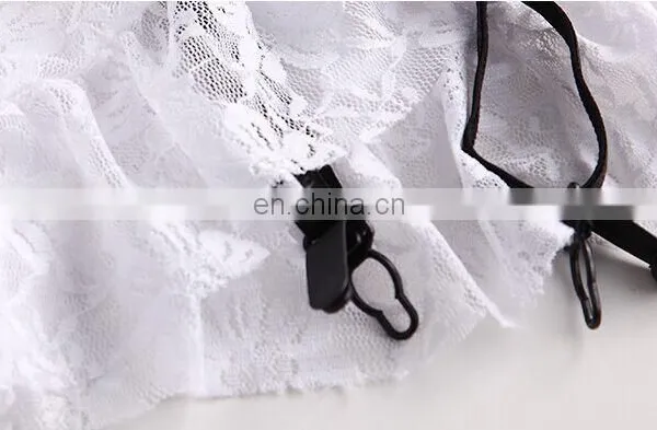 Women's Lace See Through Sexy Lingerie French Maid Uniform Apron Fancy Crothless Sexy Dress photo-2