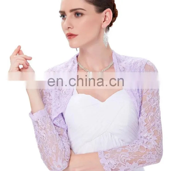 Belle Poque Womens Long Sleeve Cropped Black Lace Shrug Bolero BP000339-1 photo-5