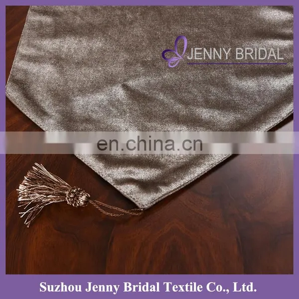 TR039J Blue Table Runners Polyester Fabric Velvet Handmade Embroidery Table Runner photo-5