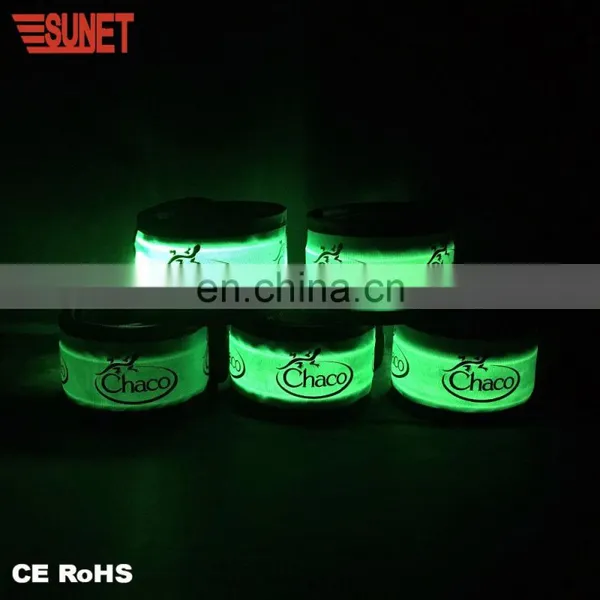 Custom Logo Fabric Band LED Lighting Slap Band Wide Slap Bracelet Party photo-2