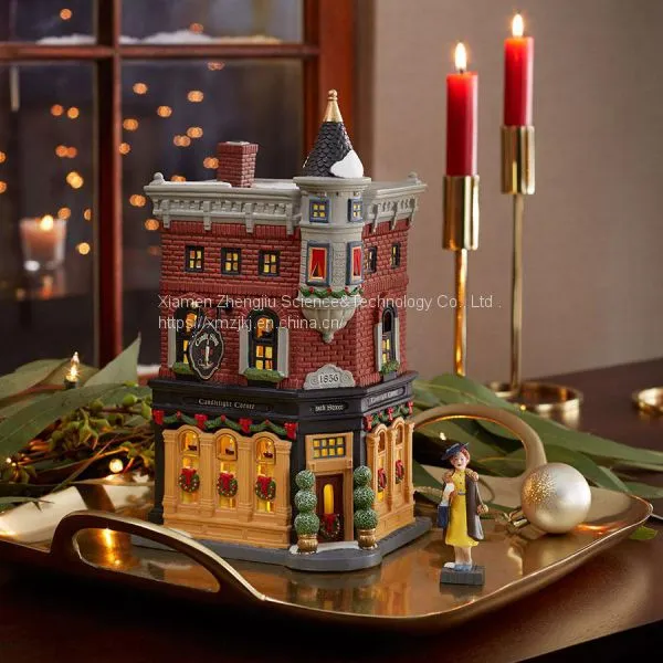 X\\\'mas LED Lights Christmas House Customized European-style Creative Christmas Decoration House LED Night Light Simulation Cookie House Resin Crafts Decoration