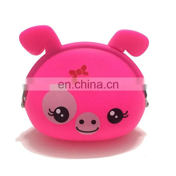 Customized Women Gentle Cartoon Piggy Coin Bank Case Metal Clip Silicone Wallet Purse photo-2