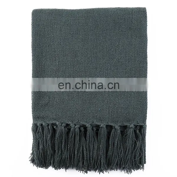Solid Blanket Cross Woven Couch Throw Christmas Knitted Blankets Made In China photo-2