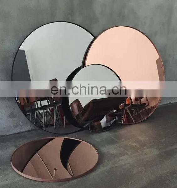 Gold Tinted Large Round Wall Silver Furniture Mirror for Decoration photo-6