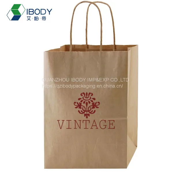 Wholesale Eco Friendly Disposable Solid Plain Colors Paper Shopping Kraft Brown Paper Bag photo-4