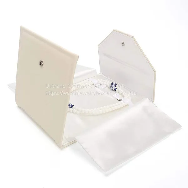 Pearl Necklace Folding Package New Packaging Jewelry Bag PU Leather Clutch Bag Portable Travel Jewelry Storage Bag