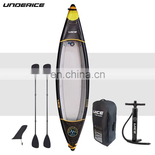 Hot Selling Black Drop Stitch Kayak Inflatable Fishing Kayak Durable Rowing Boats for Surfing Cruising photo-2