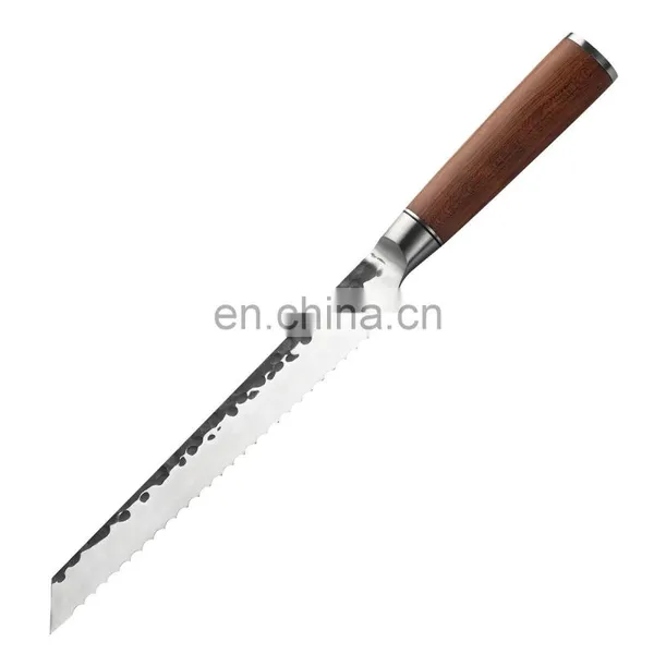 Stainless Steel Hand-forged Hammered Steel Head Cake Knife Kitchen Knife With Double Steel Head Bread Knife